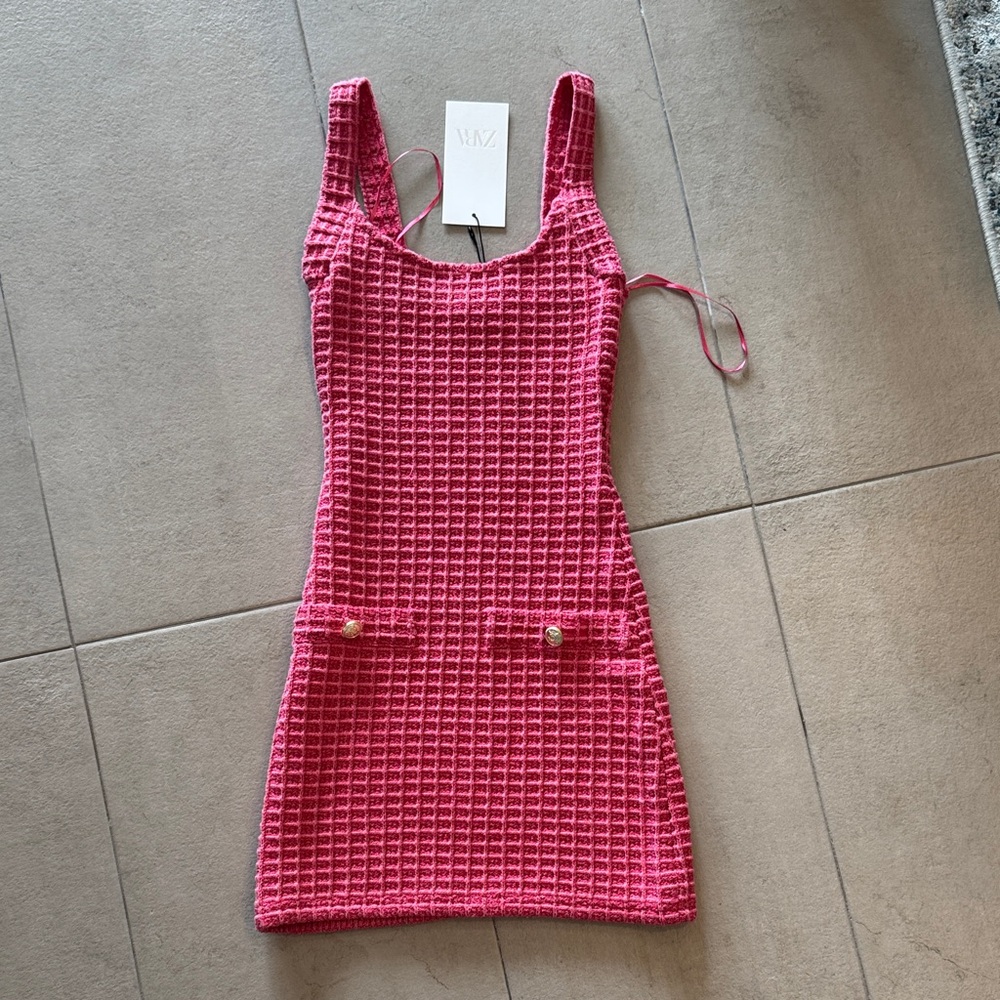 Zara stretch short dress in Strawberry pink